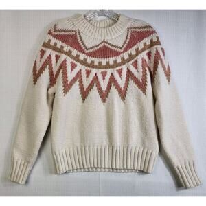 Silver Flint Sweater Size Small Off-White Pink Metallic Knit Acrylic Holiday